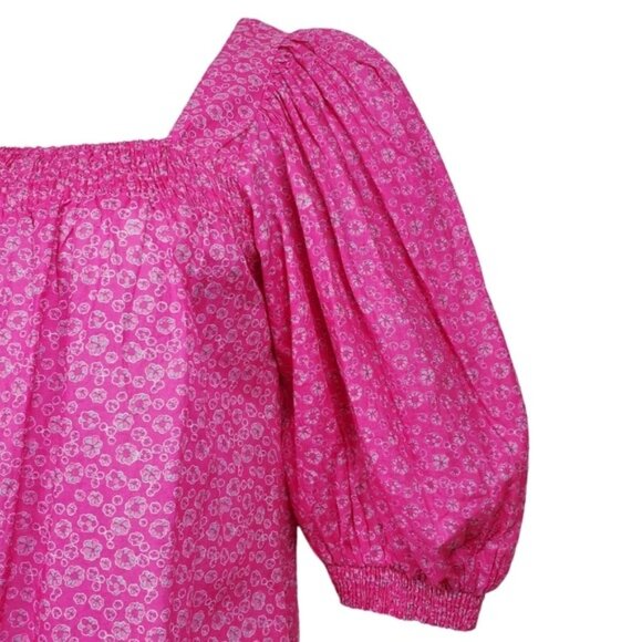 Aspiga Womens Puff Sleeve Pink Floral Print Top Size M - Picture 3 of 7